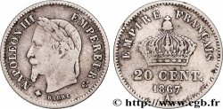 20 centimes Napoléon III, tête laurée, grand module 1867 Paris F.150/1