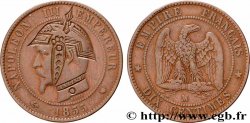 Dix centimes Napoléon III, tête nue, satirique 1855 Marseille F.133/31 var.