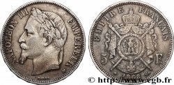 5 francs Napoléon III, tête laurée 1868 Strasbourg F.331/13