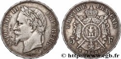 5 francs Napoléon III, tête laurée 1868 Strasbourg F.331/13