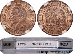 Deux centimes Napoléon III, tête laurée, buste définitif 1862 Paris F.108A/4