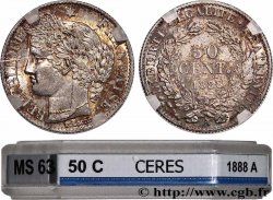 50 centimes Cérès, Troisième République 1888 Paris F.189/13