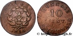 10 cent. Anvers au double L, frappe de l’atelier de Wolschot 1814  Anvers F.130C/2