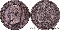 Un centime Napoléon III, tête nue, différent levrette 1855 Paris F.102/15