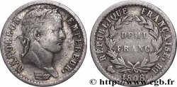 Demi-franc Napoléon Ier tête laurée, République française 1808 Strasbourg F.177/4