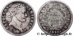 Demi-franc Napoléon Ier tête laurée, Empire français 1810 Rouen F.178/11