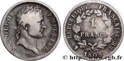 1 franc Napoléon Ier tête laurée, République française 1808 Strasbourg F.204/4