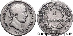1 franc Napoléon Ier tête laurée, Empire français 1811 Rouen F.205/29