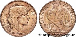 20 francs or Coq, Liberté Égalité Fraternité 1907 Paris F.535/1