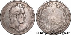 5 francs type Tiolier sans le I, tranche en creux 1830 Lyon F.313/3
