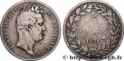 5 francs type Tiolier avec le I, tranche en creux 1831 Lyon F.315/17