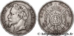 5 francs Napoléon III, tête laurée 1867 Strasbourg F.331/11