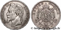 5 francs Napoléon III, tête laurée 1870 Strasbourg F.331/17