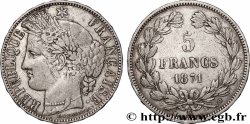 5 francs Cérès, sans légende 1871 Bordeaux F.332/8