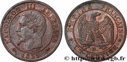 Un centime Napoléon III, tête nue, différent ancre 1855 Lyon F.102/20
