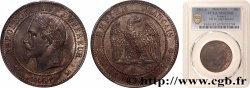 Dix Centimes Napoléon tête laurée, Fauté frappé sur flan lourd (13g) 1861 Bordeaux F.134/6 var. SUP62 PCGS