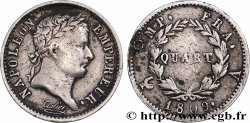 Quart (de franc) Napoléon Ier tête laurée, Empire français 1809 Paris F.162/1 F 