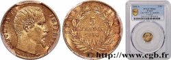 5 francs or Napoléon III, tête nue, petit module, tranche cannelée 1854 Paris F.500A/1