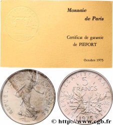 Piéfort Argent de 5 francs Semeuse 1975 Pessac GEM.154 P2