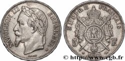 5 francs Napoléon III, tête laurée 1868 Strasbourg F.331/13