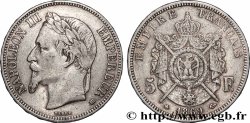 5 francs Napoléon III, tête laurée 1869 Strasbourg F.331/15