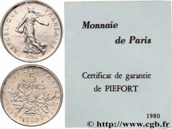 Piéfort Argent de 5 francs Semeuse 1980 Pessac GEM.154 P2