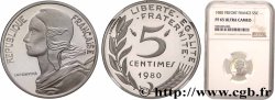 Piéfort argent de 5 centimes Marianne 1980 Paris GEM.22 P2