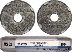 20 centimes État français, légère 1944  F.153A/2 MS62 GENI
