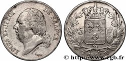 5 francs Louis XVIII, tête nue 1824 Lille F.309/98