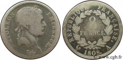 2 francs Napoléon Ier tête laurée, République française 1808 Paris F.254/4