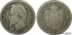 2 francs Napoléon III, tête laurée 1869 Strasbourg F.263/11