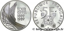 Belle Épreuve argent 5 francs Tour Eiffel 1989 Paris F5.1200 3 FDC70 
