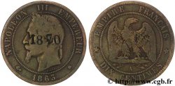 Dix centimes Napoléon III, tête laurée, contremarqué 1870 1863 Paris F.134/10 var. B12 