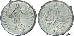Faux de 5 francs Semeuse, nickel, désaxé 1971 Paris F.341/3 var. AU58 