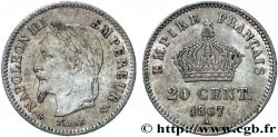 20 centimes Napoléon III, tête laurée, grand module 1867 Paris F.150/1 TTB50 
