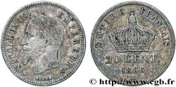 20 centimes Napoléon III, tête laurée, petit module 1866 Strasbourg F.149/5 TTB40 