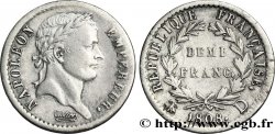 Demi-franc Napoléon Ier tête laurée, République française 1808 Lyon F./