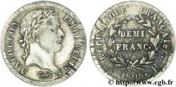Demi-franc Napoléon Ier tête laurée, République française 1808 La Rochelle F./ XF41 