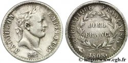 Demi-franc Napoléon Ier tête laurée, République française, buste fin 1808 Limoges F.177/8