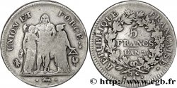 5 francs Union et Force, Union serré, gland intérieur haut, gland extérieur, petite feuille 1799 Paris F.288/100