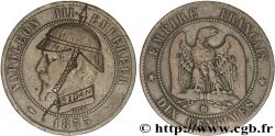 Dix centimes Napoléon III, tête nue, satirique et contremarqué SEDAN 1855 Strasbourg F.133/23