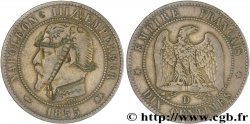 Dix centimes Napoléon III, tête nue, satirique 1855 Strasbourg F.133/25 var.
