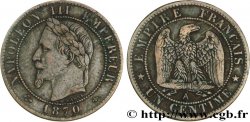 Un centime Napoléon III, tête laurée 1870 Paris F.103/8 TTB45 
