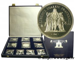 Coffret de 10 piéforts argent : 50, 10, 5, 2, 1 et 1/2 francs et 20, 10, 5 et 1 centimes 1980 Pessac G.882, 814, 770, 546, 474, 429, 332, 293, 174 et 91 PP FDC70 
