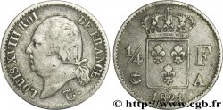 1/4 franc Louis XVIII 1824 Paris F.163/31