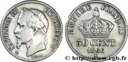 50 centimes Napoléon III, tête laurée 1866 Bordeaux F.188/11 TB15 
