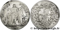5 francs Union et Force, Union serré, seulement gland extérieur, petite feuille 1799 Perpignan F.288/122