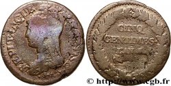 Cinq centimes Dupré, grand module,  refrappage  du décime 1797 Lyon F.114/7