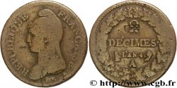 Un décime Dupré, modification du 2 décimes 1796 Paris F.127/1 VF20 