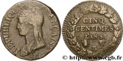 Cinq centimes Dupré, grand module, petit B 1797 Rouen F.115/10 TB20 